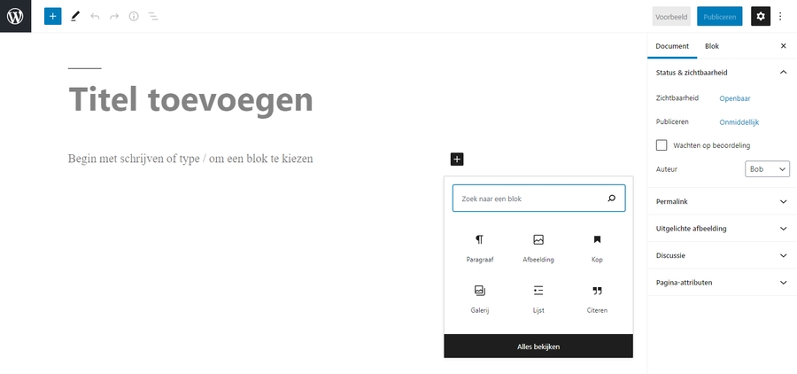 Gutenberg editor, de standaard editor van WordPress